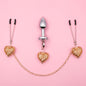 Heart Charm Anal Plug & Nipple Clamps BDSM Set for Couples