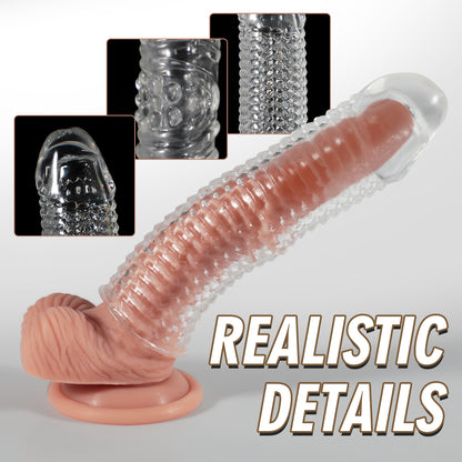 Textured Penis Sleeve Extender | Soft Silicone Enhancement Sleeve