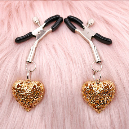 Heart Charm Anal Plug & Nipple Clamps BDSM Set for Couples