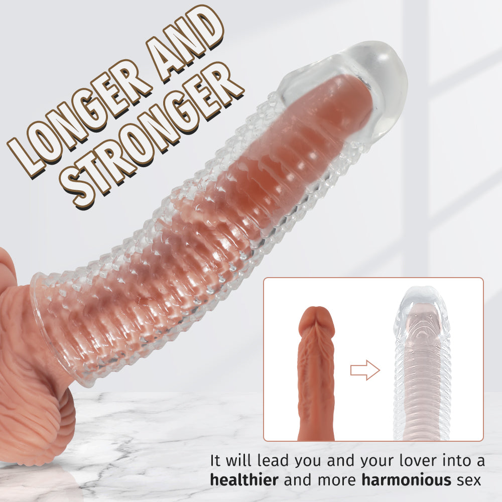 Textured Penis Sleeve Extender | Soft Silicone Enhancement Sleeve