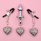 Heart Charm Anal Plug & Nipple Clamps BDSM Set for Couples