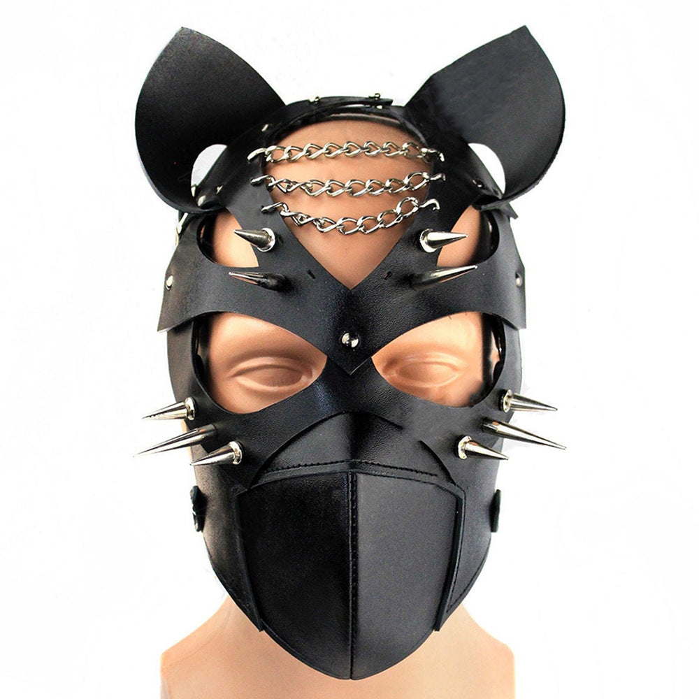 Adjustable couples bondage restraint mask with soft training handcuff design

