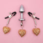 Heart Charm Anal Plug & Nipple Clamps BDSM Set for Couples