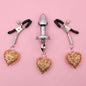 Heart Charm Anal Plug & Nipple Clamps BDSM Set for Couples