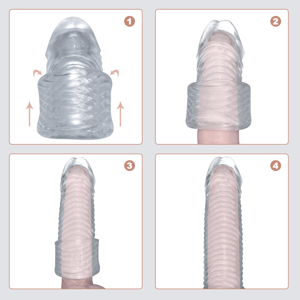 Textured Penis Sleeve Extender | Soft Silicone Enhancement Sleeve