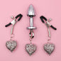 Heart Charm Anal Plug & Nipple Clamps BDSM Set for Couples